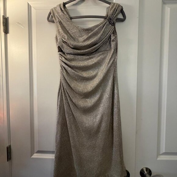Lauren Ralph Lauren Evening Metallic Ruched Cocktail Dress – Size 6 - Picture 4 of 7